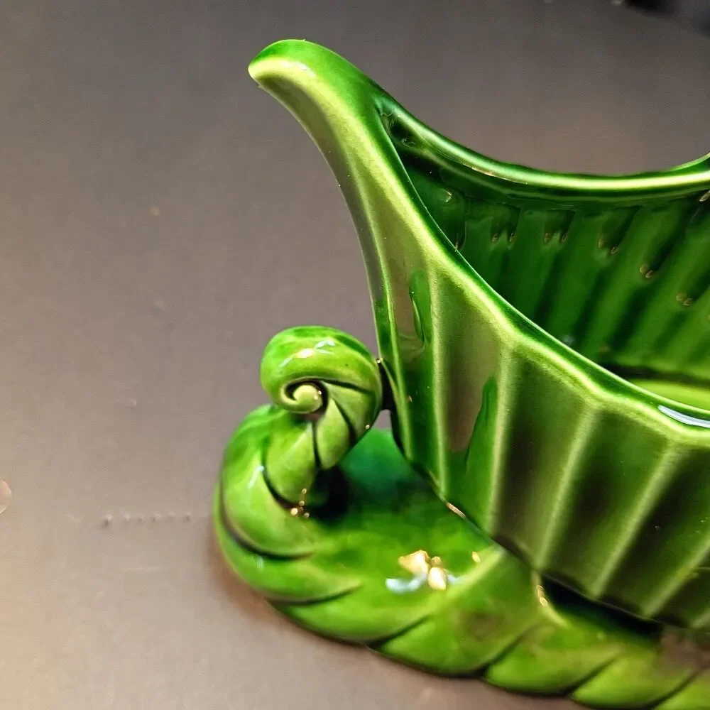 Vintage Holt Howard Ceramic Green Candle Holder Planter Sleigh, MCM Christmas